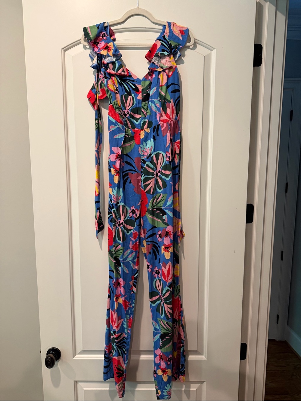 Sugarlips Blue Floral Ruffle Strap Jumpsuit